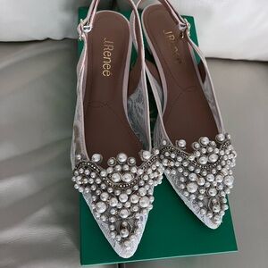 J.Renee White Heels with Elegant Embellishments